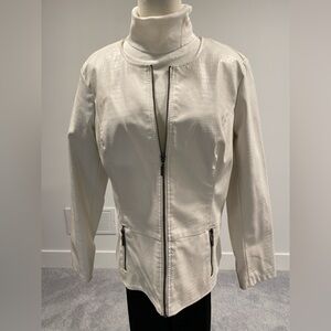 Alfani Cream Faux Leather Jacket for Women